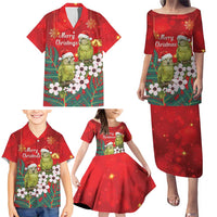 New Zealand Kakapo Christmas Family Matching Puletasi and Hawaiian Shirt Owl Parrot Santa Sliver Fern Manuka - Red - Polynesian Pride