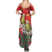 New Zealand Kakapo Christmas Family Matching Summer Maxi Dress and Hawaiian Shirt Owl Parrot Santa Sliver Fern Manuka - Red - Polynesian Pride