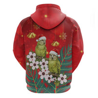 New Zealand Kakapo Christmas Hoodie Owl Parrot Santa Sliver Fern Manuka - Red - Polynesian Pride