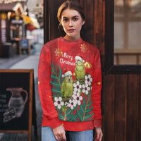New Zealand Kakapo Christmas Ugly Christmas Sweater Owl Parrot Santa Sliver Fern Manuka - Red - Polynesian Pride