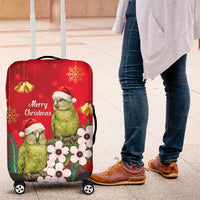 New Zealand Kakapo Christmas Luggage Cover Owl Parrot Santa Sliver Fern Manuka - Red - Polynesian Pride