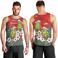 New Zealand Kakapo Christmas Men Tank Top Owl Parrot Santa Sliver Fern Manuka - Red - Polynesian Pride