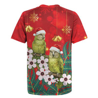 New Zealand Kakapo Christmas Rugby Jersey Owl Parrot Santa Sliver Fern Manuka - Red - Polynesian Pride