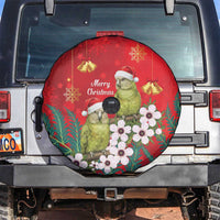 New Zealand Kakapo Christmas Spare Tire Cover Owl Parrot Santa Sliver Fern Manuka - Red - Polynesian Pride