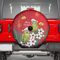 New Zealand Kakapo Christmas Spare Tire Cover Owl Parrot Santa Sliver Fern Manuka - Red - Polynesian Pride
