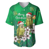 New Zealand Kakapo Christmas Baseball Jersey Owl Parrot Santa Sliver Fern Manuka - Green LT14 Green - Polynesian Pride