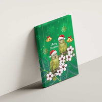 New Zealand Kakapo Christmas Canvas Wall Art Owl Parrot Santa Sliver Fern Manuka - Green - Polynesian Pride