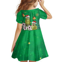 New Zealand Kakapo Christmas Family Matching Off The Shoulder Long Sleeve Dress and Hawaiian Shirt Owl Parrot Santa Sliver Fern Manuka - Green - Polynesian Pride