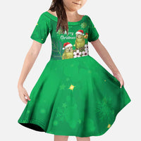 New Zealand Kakapo Christmas Family Matching Off Shoulder Maxi Dress and Hawaiian Shirt Owl Parrot Santa Sliver Fern Manuka - Green - Polynesian Pride