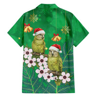 New Zealand Kakapo Christmas Family Matching Off Shoulder Maxi Dress and Hawaiian Shirt Owl Parrot Santa Sliver Fern Manuka - Green - Polynesian Pride