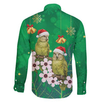 New Zealand Kakapo Christmas Family Matching Puletasi and Hawaiian Shirt Owl Parrot Santa Sliver Fern Manuka - Green - Polynesian Pride