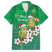 New Zealand Kakapo Christmas Family Matching Short Sleeve Bodycon Dress and Hawaiian Shirt Owl Parrot Santa Sliver Fern Manuka - Green - Polynesian Pride