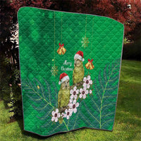 New Zealand Kakapo Christmas Quilt Owl Parrot Santa Sliver Fern Manuka - Green - Polynesian Pride