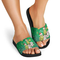 New Zealand Kakapo Christmas Slide Sandals Owl Parrot Santa Sliver Fern Manuka - Green - Polynesian Pride
