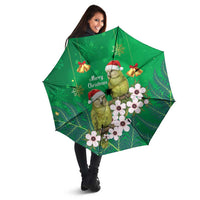 New Zealand Kakapo Christmas Umbrella Owl Parrot Santa Sliver Fern Manuka - Green - Polynesian Pride