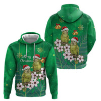 New Zealand Kakapo Christmas Zip Hoodie Owl Parrot Santa Sliver Fern Manuka - Green - Polynesian Pride