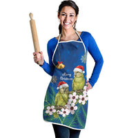New Zealand Kakapo Christmas Apron Owl Parrot Santa Sliver Fern Manuka - Blue - Polynesian Pride