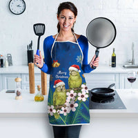 New Zealand Kakapo Christmas Apron Owl Parrot Santa Sliver Fern Manuka - Blue - Polynesian Pride
