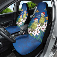 New Zealand Kakapo Christmas Car Seat Cover Owl Parrot Santa Sliver Fern Manuka - Blue - Polynesian Pride