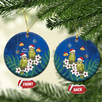 New Zealand Kakapo Christmas Ceramic Ornament Owl Parrot Santa Sliver Fern Manuka - Blue - Polynesian Pride