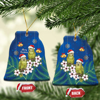 New Zealand Kakapo Christmas Ceramic Ornament Owl Parrot Santa Sliver Fern Manuka - Blue - Polynesian Pride