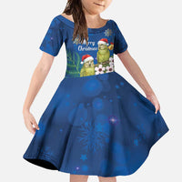 New Zealand Kakapo Christmas Family Matching Long Sleeve Bodycon Dress and Hawaiian Shirt Owl Parrot Santa Sliver Fern Manuka - Blue - Polynesian Pride