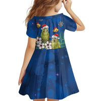 New Zealand Kakapo Christmas Family Matching Mermaid Dress and Hawaiian Shirt Owl Parrot Santa Sliver Fern Manuka - Blue - Polynesian Pride