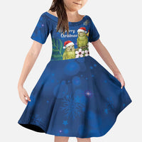 New Zealand Kakapo Christmas Family Matching Off Shoulder Maxi Dress and Hawaiian Shirt Owl Parrot Santa Sliver Fern Manuka - Blue - Polynesian Pride