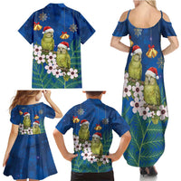New Zealand Kakapo Christmas Family Matching Summer Maxi Dress and Hawaiian Shirt Owl Parrot Santa Sliver Fern Manuka - Blue - Polynesian Pride