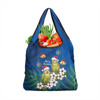 New Zealand Kakapo Christmas Grocery Bag Owl Parrot Santa Sliver Fern Manuka - Blue - Polynesian Pride