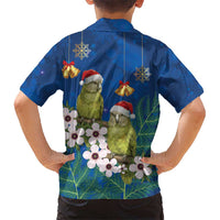 New Zealand Kakapo Christmas Hawaiian Shirt Owl Parrot Santa Sliver Fern Manuka - Blue - Polynesian Pride