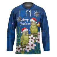 New Zealand Kakapo Christmas Hockey Jersey Owl Parrot Santa Sliver Fern Manuka - Blue - Polynesian Pride