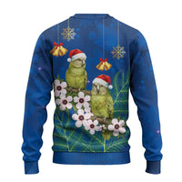 New Zealand Kakapo Christmas Ugly Christmas Sweater Owl Parrot Santa Sliver Fern Manuka - Blue - Polynesian Pride