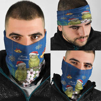 New Zealand Kakapo Christmas Neck Gaiter Owl Parrot Santa Sliver Fern Manuka - Blue - Polynesian Pride