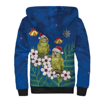 New Zealand Kakapo Christmas Sherpa Hoodie Owl Parrot Santa Sliver Fern Manuka - Blue - Polynesian Pride