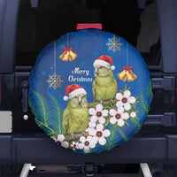 New Zealand Kakapo Christmas Spare Tire Cover Owl Parrot Santa Sliver Fern Manuka - Blue - Polynesian Pride
