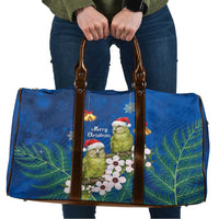 New Zealand Kakapo Christmas Travel Bag Owl Parrot Santa Sliver Fern Manuka - Blue - Polynesian Pride