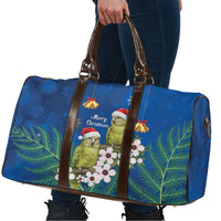 New Zealand Kakapo Christmas Travel Bag Owl Parrot Santa Sliver Fern Manuka - Blue - Polynesian Pride