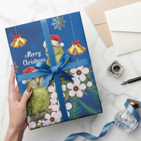 New Zealand Kakapo Christmas Wrapping Paper Owl Parrot Santa Sliver Fern Manuka - Blue - Polynesian Pride