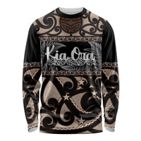 Kia Ora New Zealand Long Sleeve Shirt Aotearoa Proud Maori With Silver Fern LT14 Unisex Black - Polynesian Pride