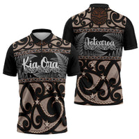 Kia Ora New Zealand Zipper Polo Shirt Aotearoa Proud Maori Silver Fern - Polynesian Pride