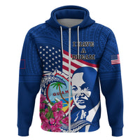 Guam Martin Luther King Jr Day Hoodie I Have A Dream Guahan Seal With Bougainvillea LT14 Zip Hoodie Blue - Polynesian Pride