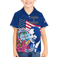 Guam Martin Luther King Jr Day Kid Hawaiian Shirt I Have A Dream Guahan Seal With Bougainvillea LT14 Kid Blue - Polynesian Pride
