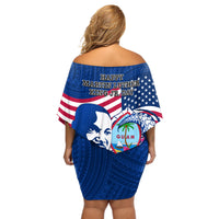 Guam Martin Luther King Jr Day Off Shoulder Short Dress I Have A Dream Guahan Seal With Bougainvillea LT14 - Polynesian Pride