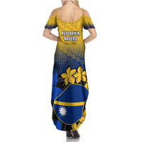 Nauru Independence Day Family Matching Summer Maxi Dress and Hawaiian Shirt Repubrikin Naoero Polynesian Pattern LT14 - Polynesian Pride
