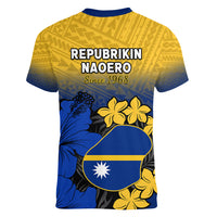 Nauru Independence Day Women V Neck T Shirt Repubrikin Naoero Polynesian Pattern LT14 - Polynesian Pride