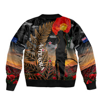 New Zealand ANZAC Day Bomber Jacket Lest We Forget Silver Fern With Camouflage LT14 - Polynesian Pride