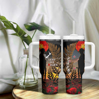 New Zealand ANZAC Day Tumbler With Handle Lest We Forget Silver Fern With Camouflage LT14 - Polynesian Pride
