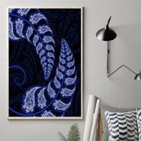 Blue New Zealand Paisley Silver Fern Canvas Wall Art Aotearoa Maori LT14 - Polynesian Pride