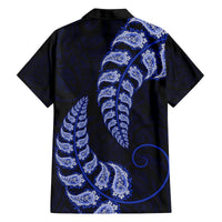 Blue New Zealand Paisley Silver Fern Family Matching Tank Maxi Dress and Hawaiian Shirt Aotearoa Maori LT14 - Polynesian Pride